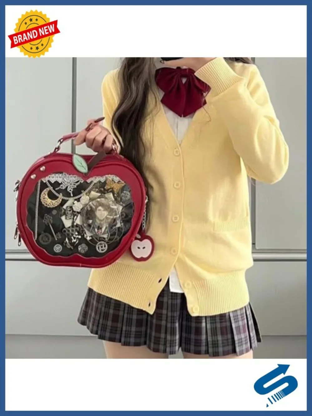 Apple-Shaped Ita Backpack for DIY Badge Pin Display